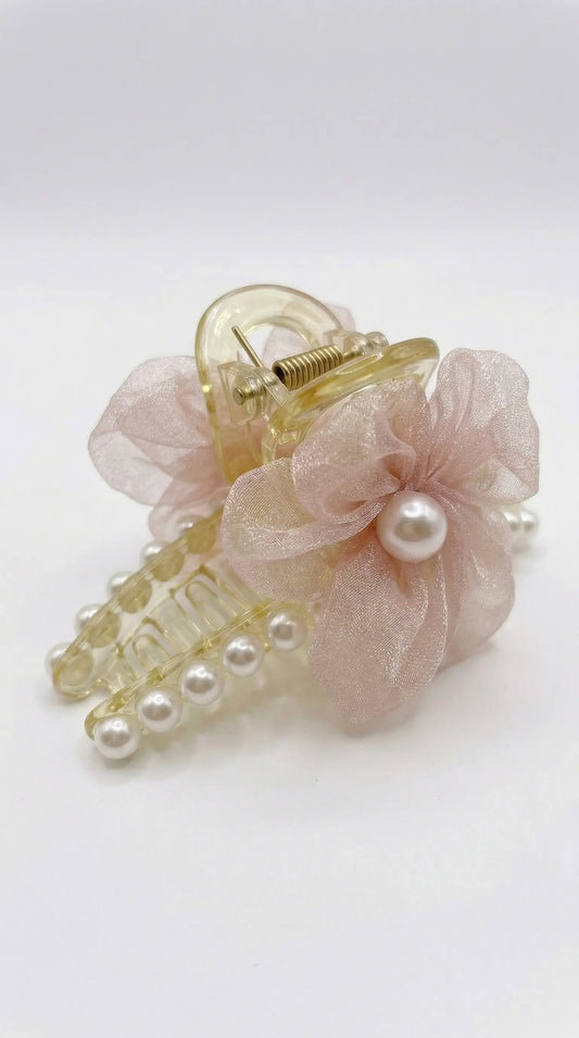 Pearl Flower Hair Claw Clip
