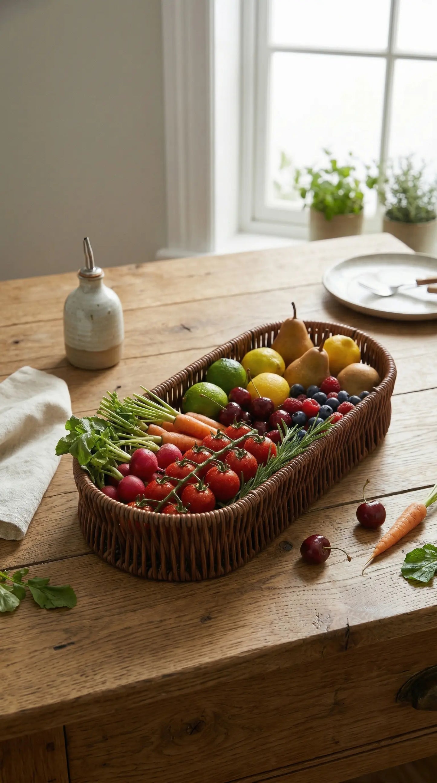 Rattan Silverware Organizer